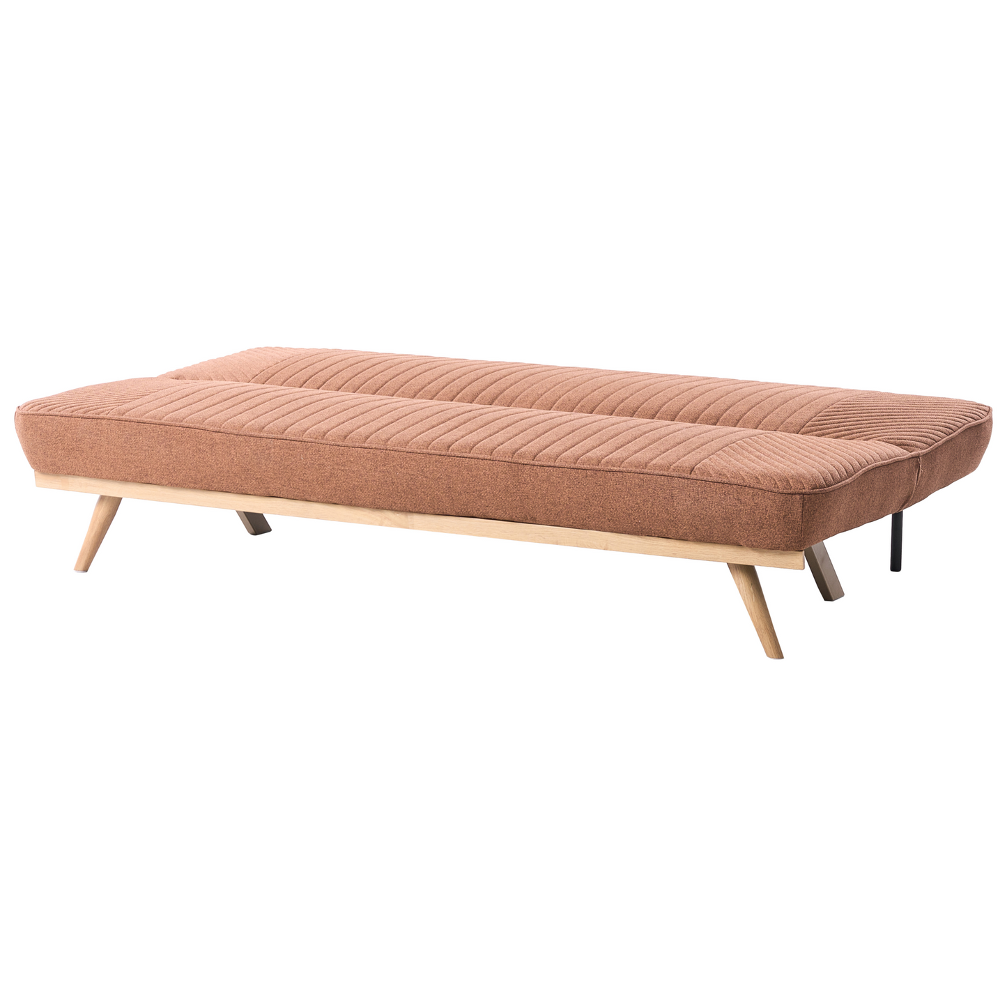 Sofa Bed Golden Brown Fabric Tufted 2 Seater Armless