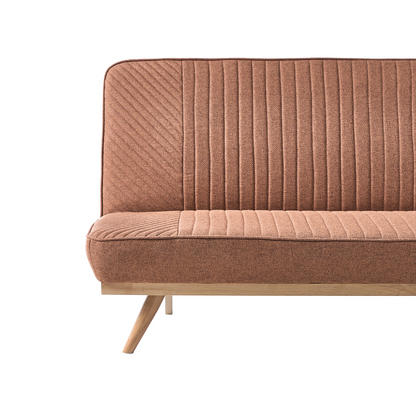Sofa Bed Golden Brown Fabric Tufted 2 Seater Armless