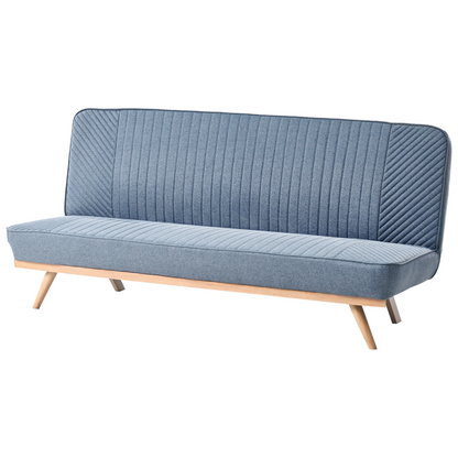 Sofa Bed Blue Fabric Upholstery 2 Seater Tufted Backrest Modern Design