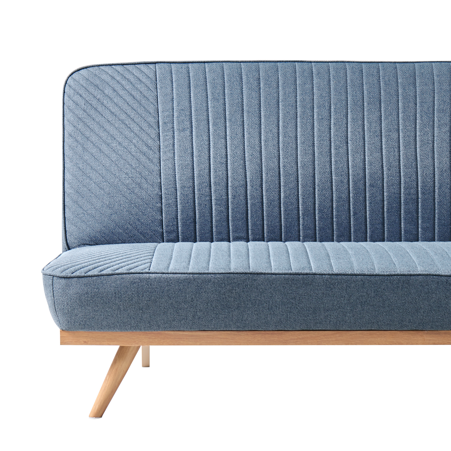 Sofa Bed Blue Fabric Upholstery 2 Seater Tufted Backrest Modern Design