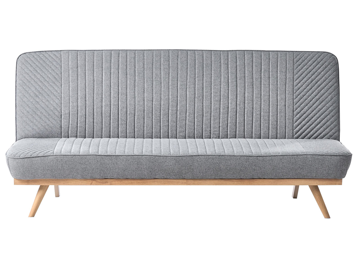 Grey Tufted 2 Seater Sofa Bed With Wood Finish Legs