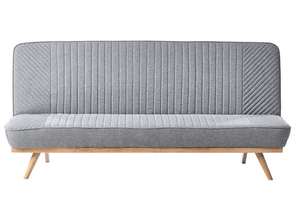 Grey Tufted 2 Seater Sofa Bed With Wood Finish Legs