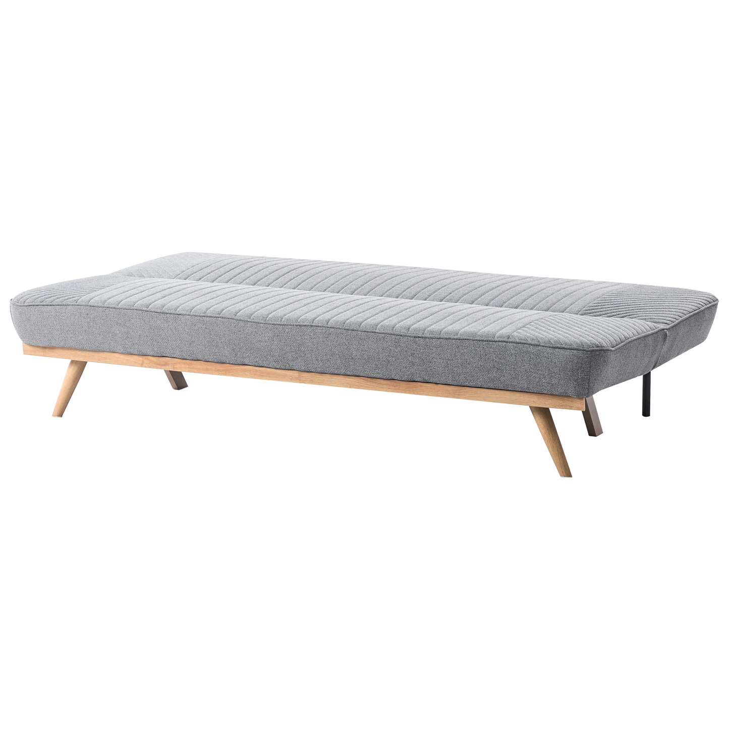 Grey Tufted 2 Seater Sofa Bed With Wood Finish Legs