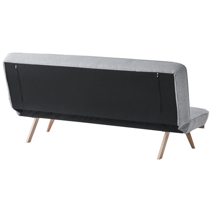 Grey Tufted 2 Seater Sofa Bed With Wood Finish Legs