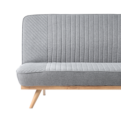 Grey Tufted 2 Seater Sofa Bed With Wood Finish Legs