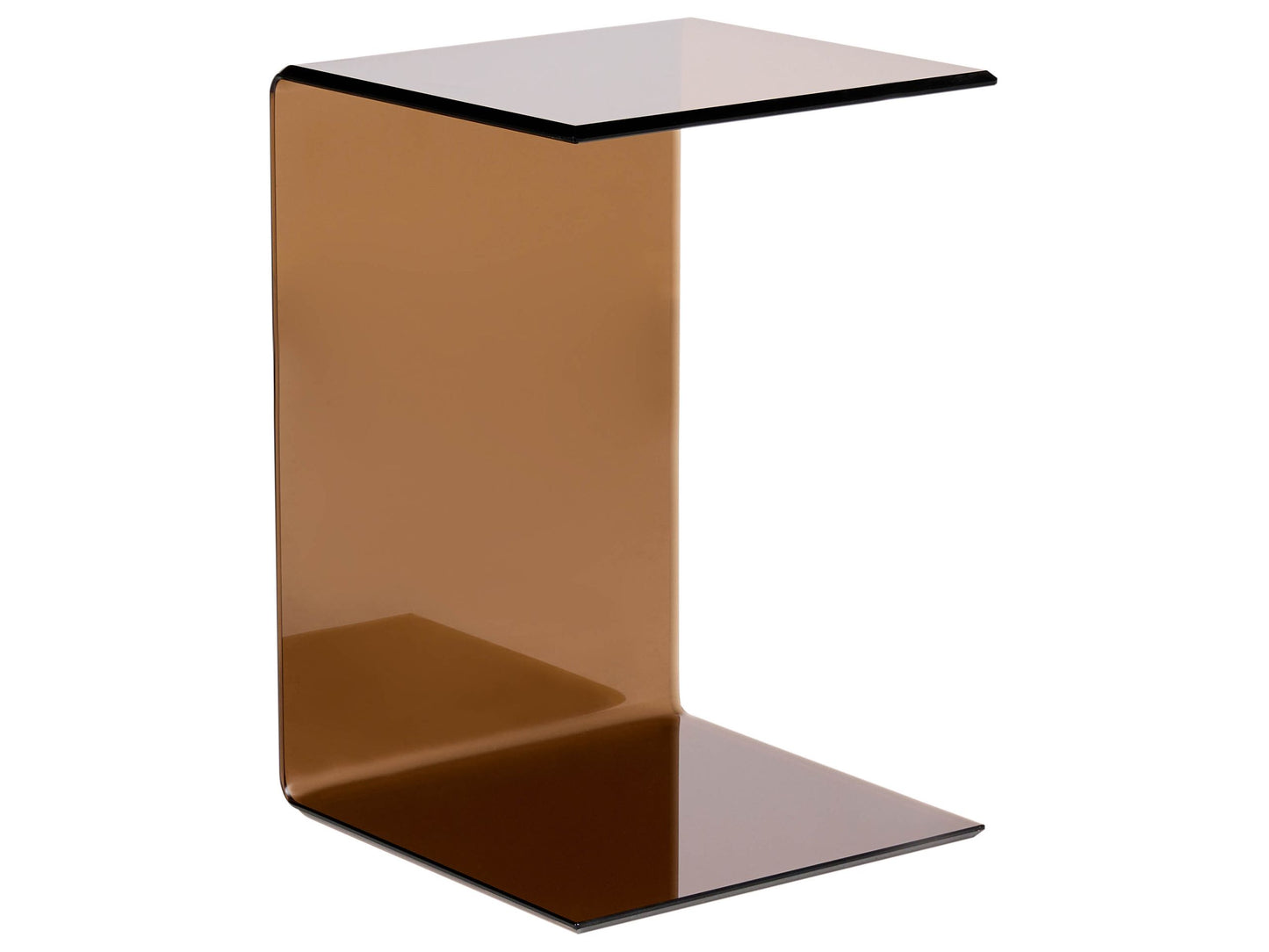 C-Shaped Side End Table Brown Glass 40 x 61cm