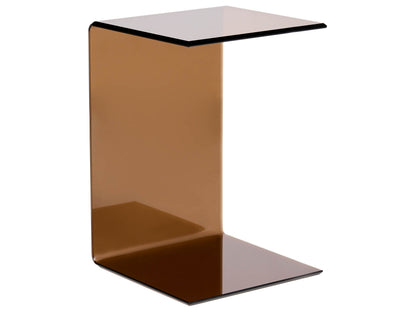 C-Shaped Side End Table Brown Glass 40 x 61cm