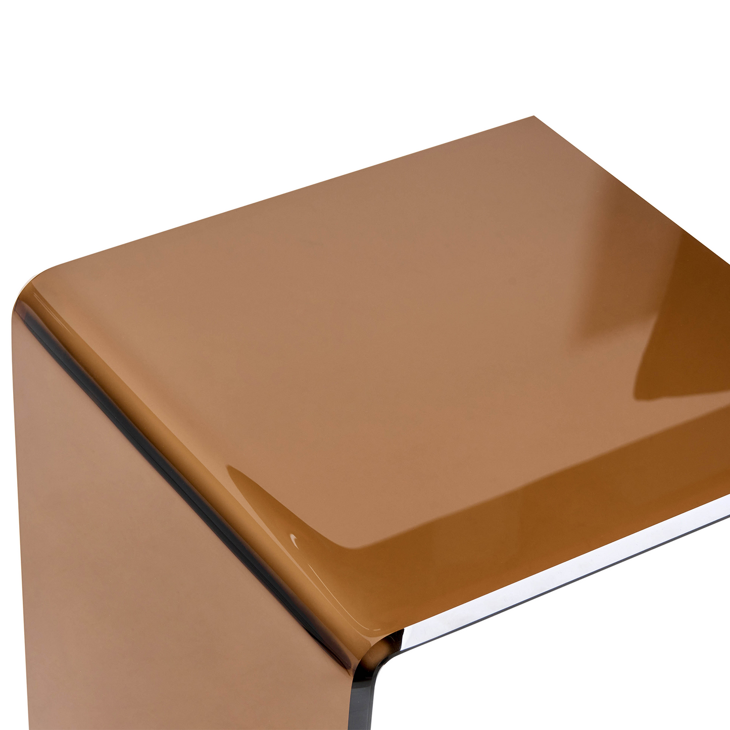 C-Shaped Side End Table Brown Glass 40 x 61cm