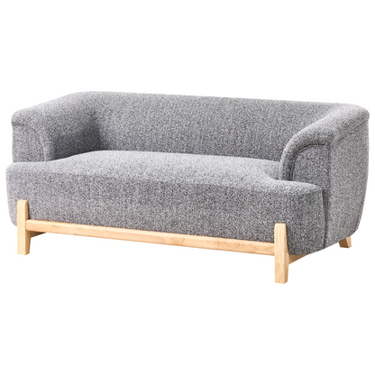 5 Seater Living Room Set Dark Grey Polyester Upholstery With Wooden Legs 2 Seater 3 Seater Modern Style