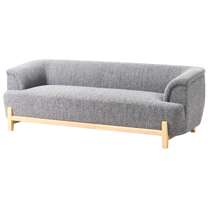 5 Seater Living Room Set Dark Grey Polyester Upholstery With Wooden Legs 2 Seater 3 Seater Modern Style