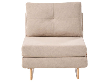 Single Sofa Bed Light Brown Fabric Armchair No Armrests With 5 Position Reclining Back