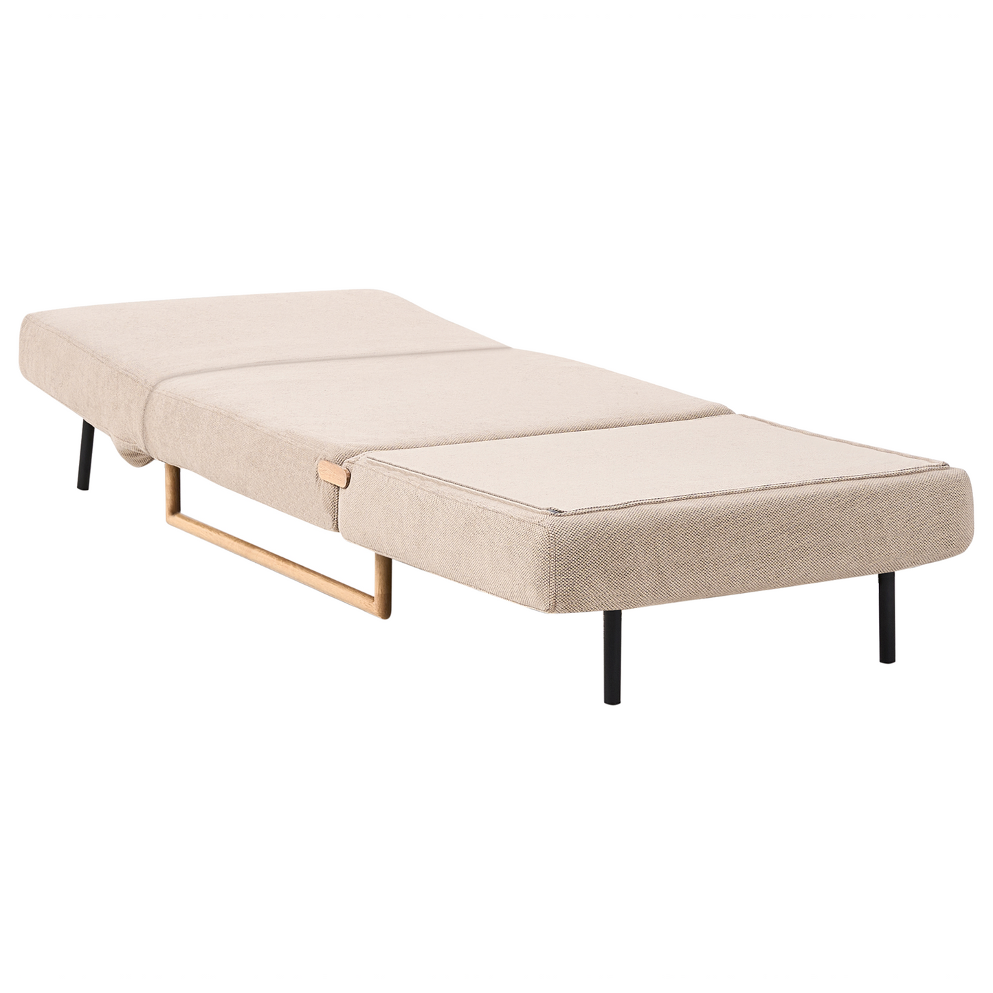 Single Sofa Bed Light Brown Fabric Armchair No Armrests With 5 Position Reclining Back