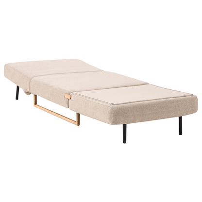 Single Sofa Bed Light Brown Fabric Armchair No Armrests With 5 Position Reclining Back