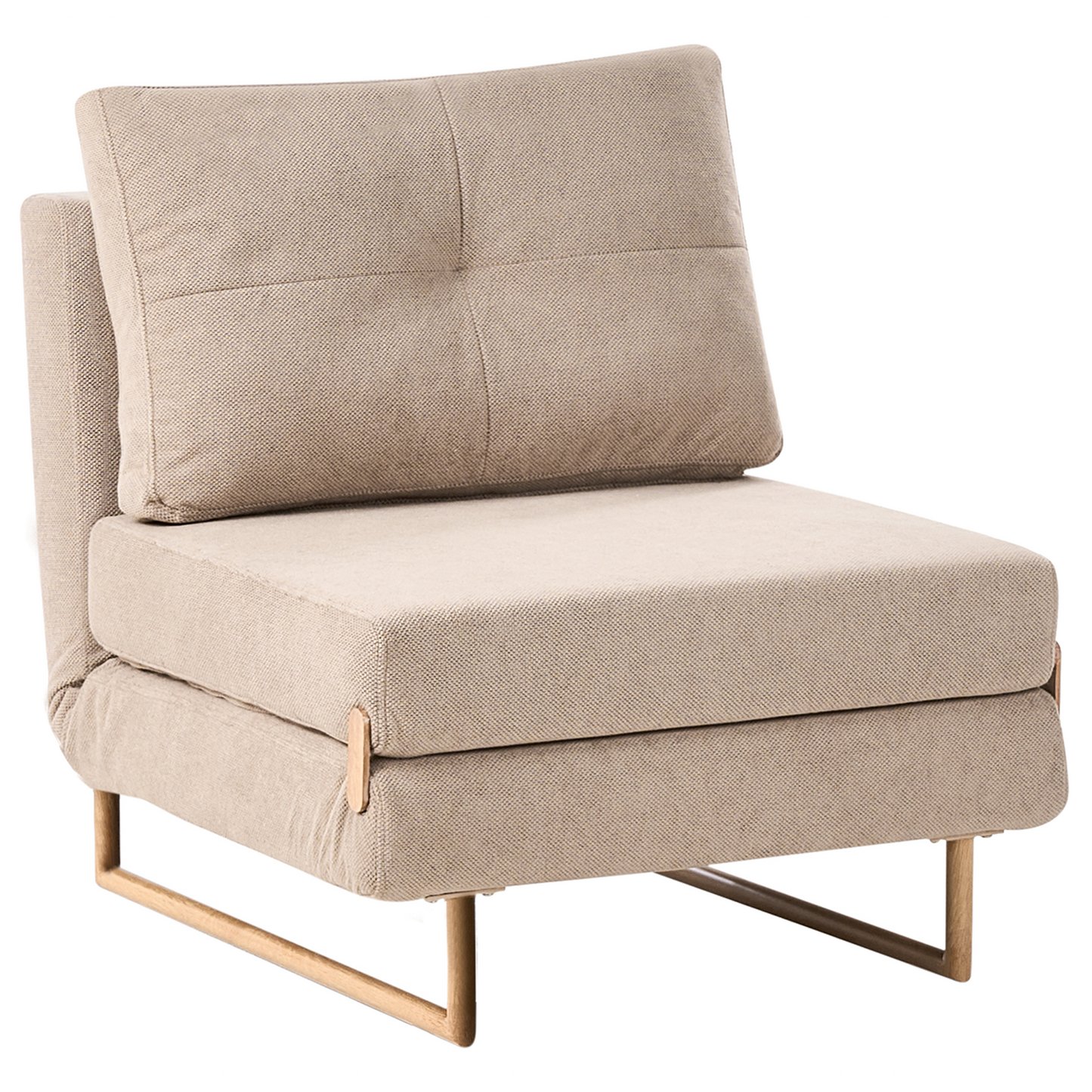 Single Sofa Bed Light Brown Fabric Armchair No Armrests With 5 Position Reclining Back
