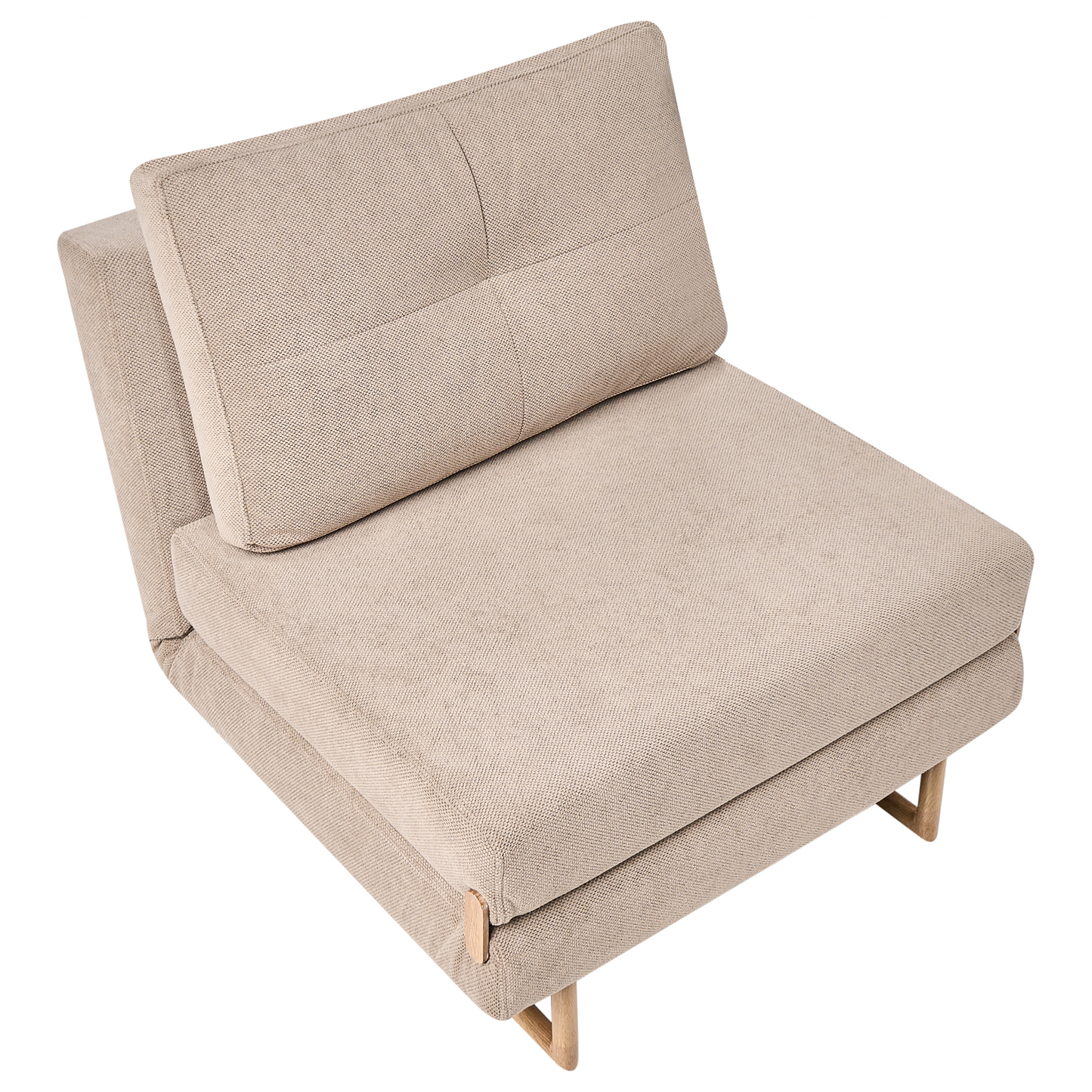Single Sofa Bed Light Brown Fabric Armchair No Armrests With 5 Position Reclining Back