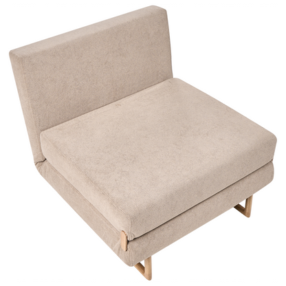 Single Sofa Bed Light Brown Fabric Armchair No Armrests With 5 Position Reclining Back