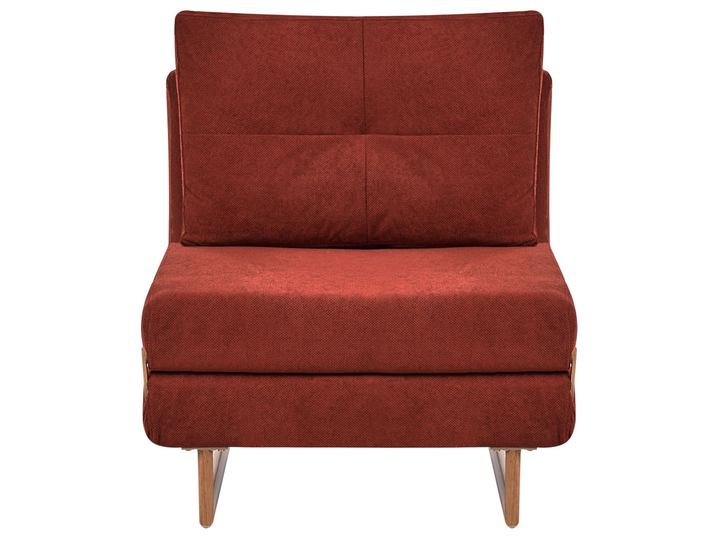 5 Position Reclining Red Fabric Sofa Bed For One No Armrests Premium Compact Sleeper