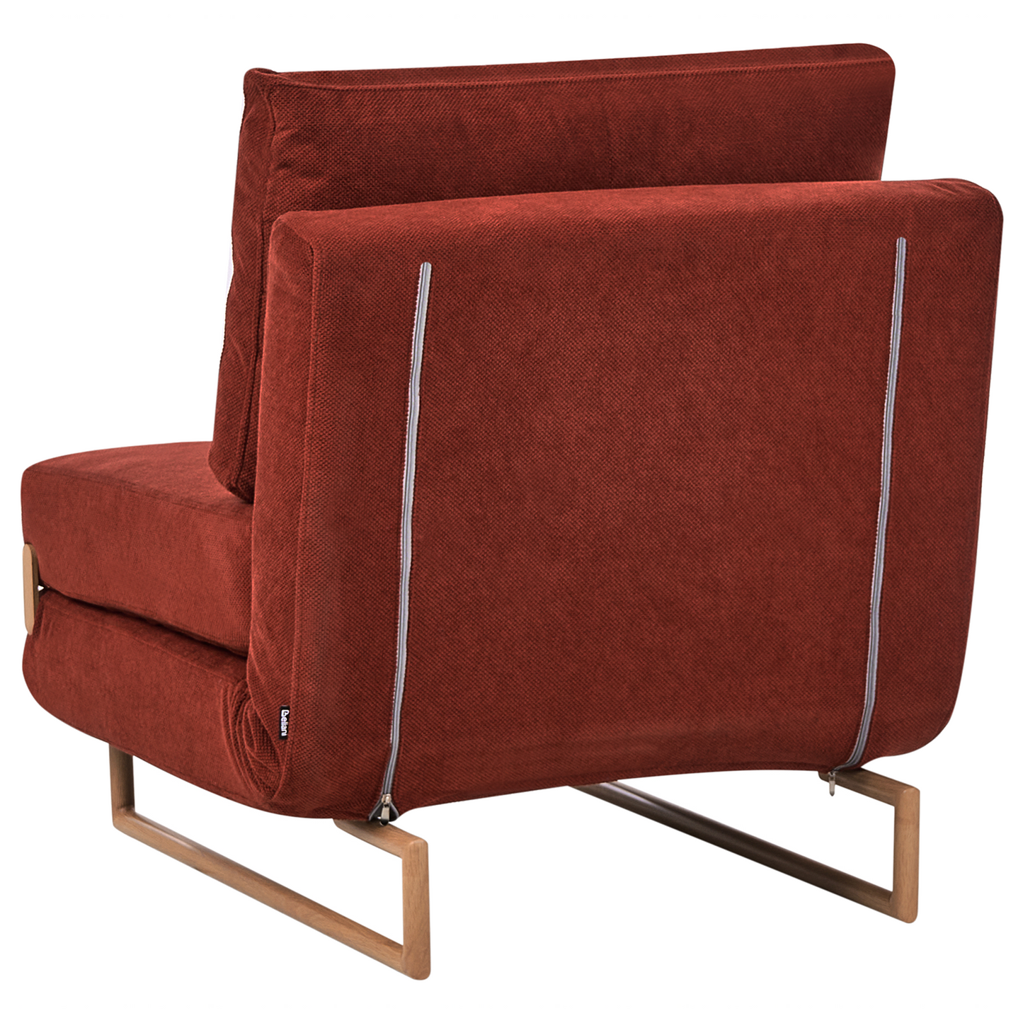 5 Position Reclining Red Fabric Sofa Bed For One No Armrests Premium Compact Sleeper