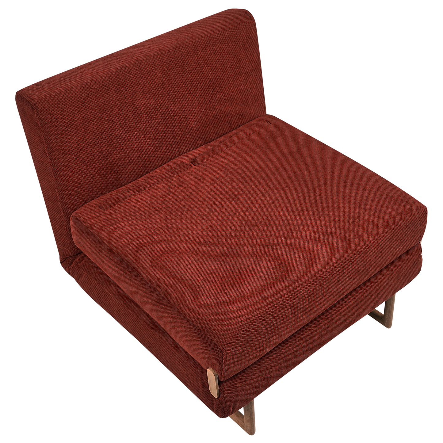 5 Position Reclining Red Fabric Sofa Bed For One No Armrests Premium Compact Sleeper