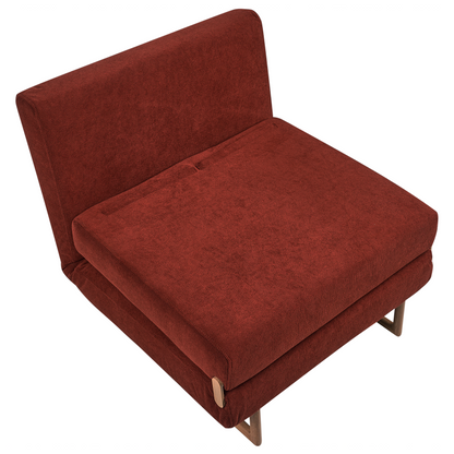 5 Position Reclining Red Fabric Sofa Bed For One No Armrests Premium Compact Sleeper