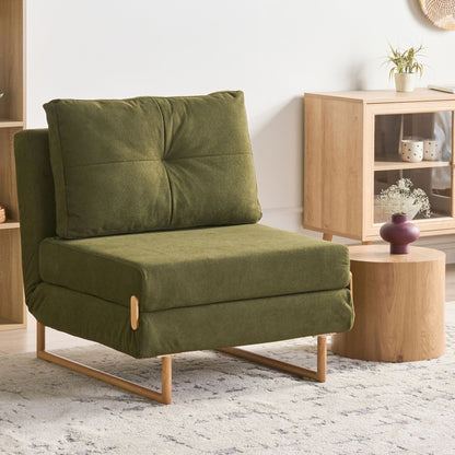 Sofa Bed Green Fabric Sleeper Armchair 5-Position Recline