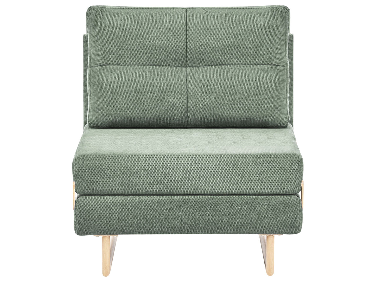 Single Sofa Bed Light Green Fabric Fold Out Sleeper Armchair