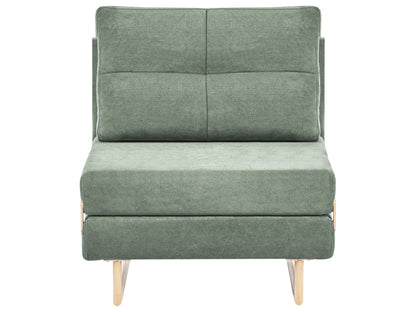 Single Sofa Bed Light Green Fabric Fold Out Sleeper Armchair