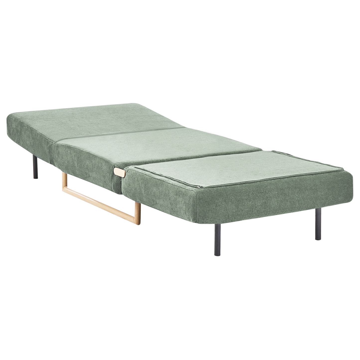 Single Sofa Bed Light Green Fabric Fold Out Sleeper Armchair
