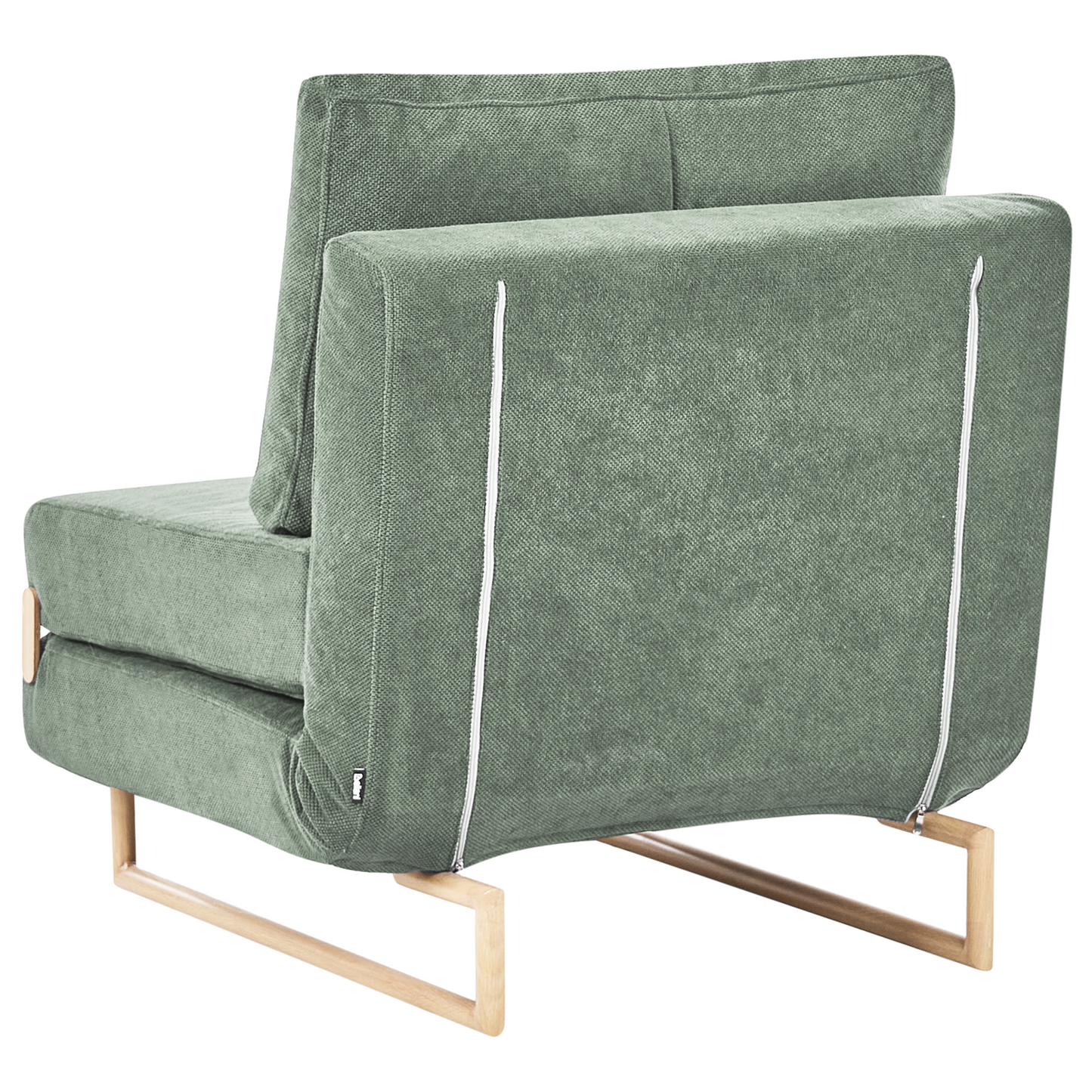 Single Sofa Bed Light Green Fabric Fold Out Sleeper Armchair