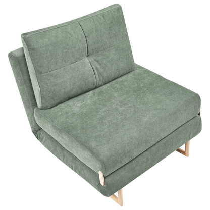 Single Sofa Bed Light Green Fabric Fold Out Sleeper Armchair