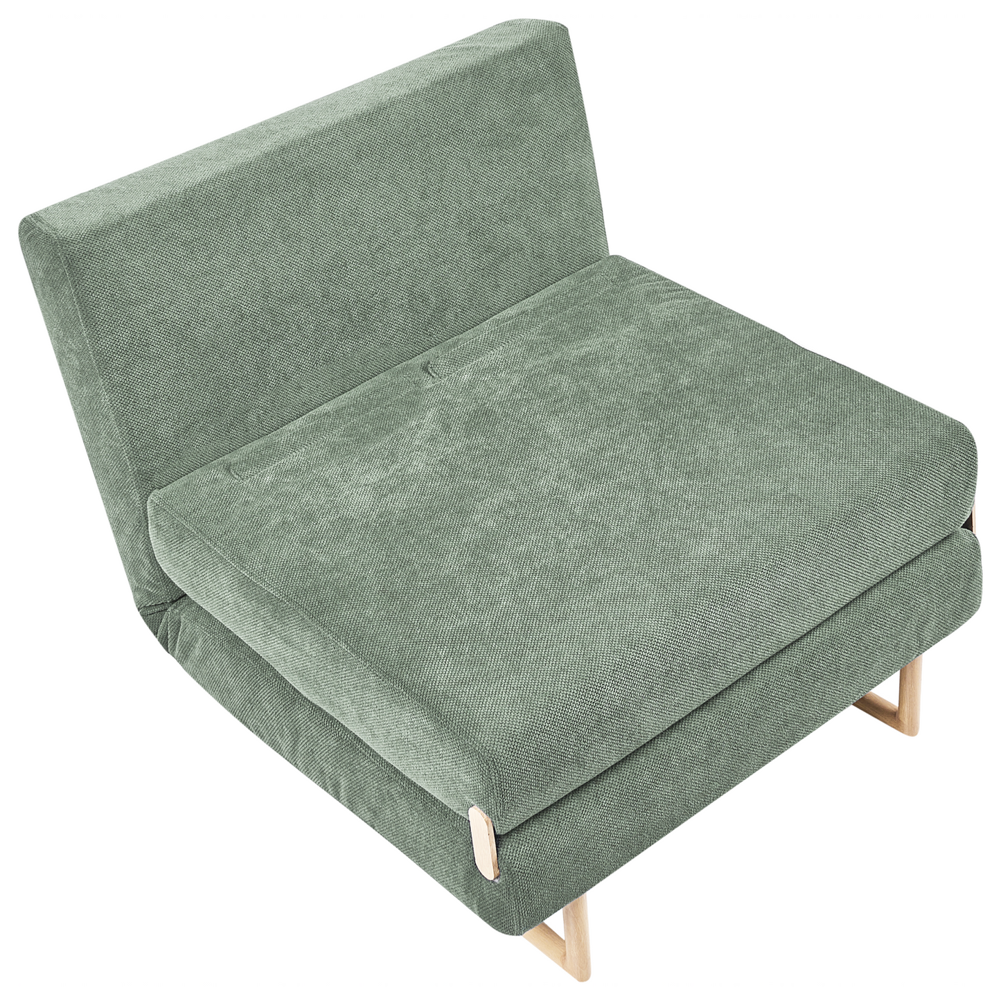 Single Sofa Bed Light Green Fabric Fold Out Sleeper Armchair