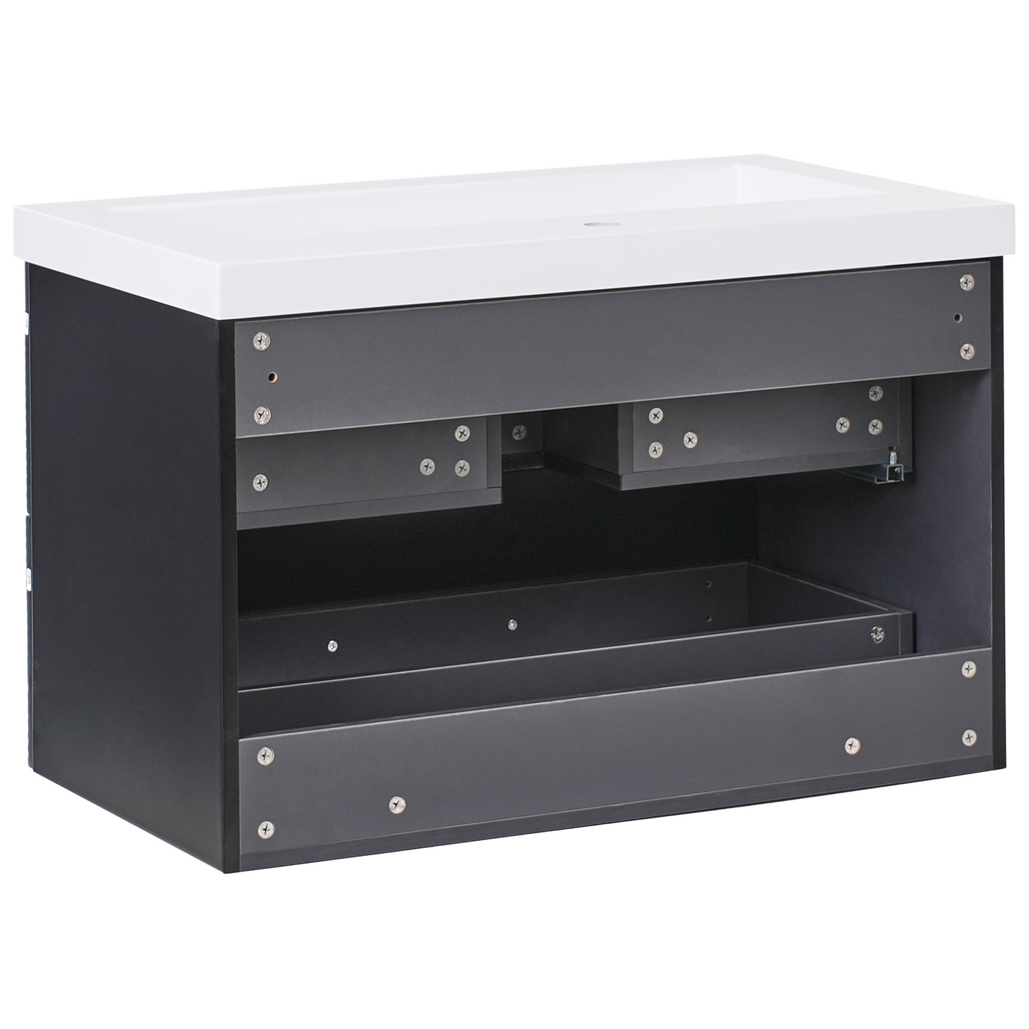 AuraBath Black MDF Wall Mounted Vanity With Ceramic Sink 80cm