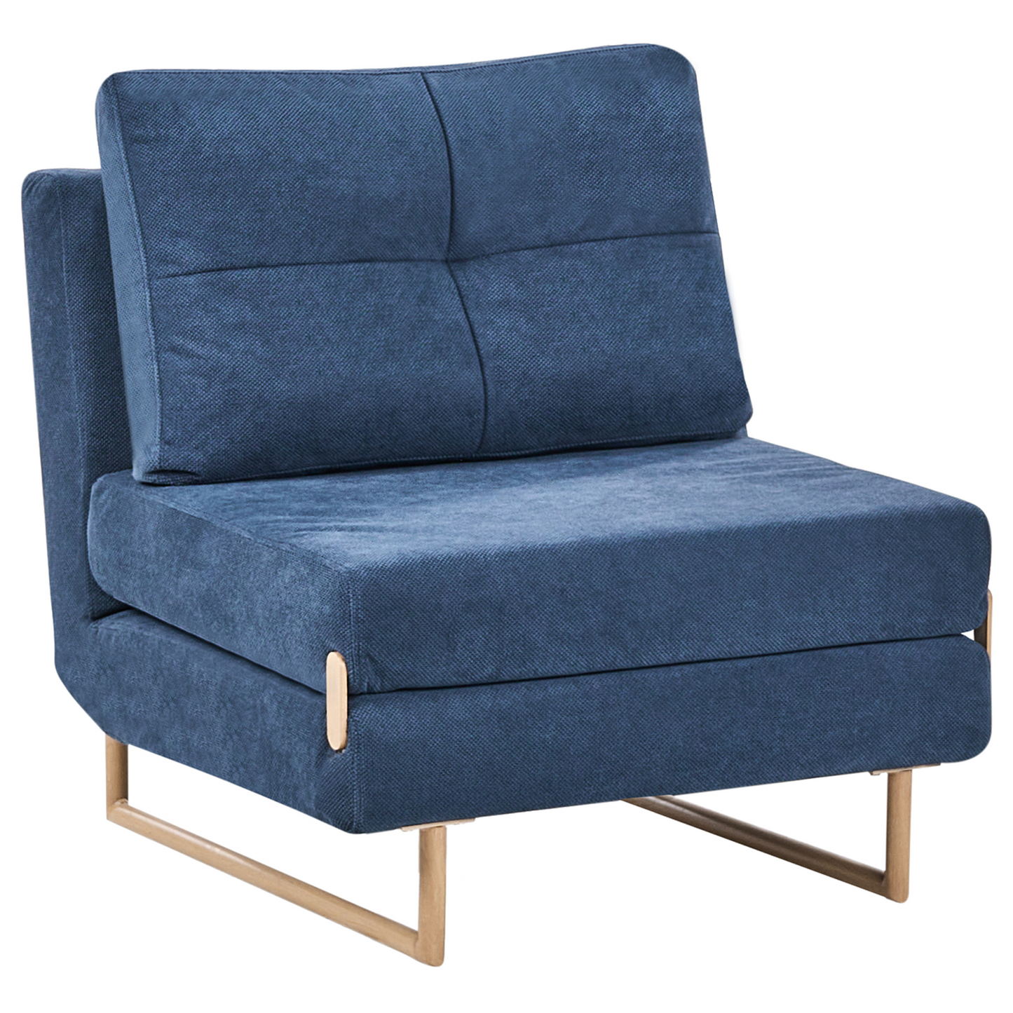 Single Sofa Bed Blue Fabric Fold-Out Sleeper Armchair