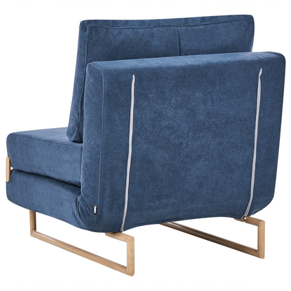 Single Sofa Bed Blue Fabric Fold-Out Sleeper Armchair