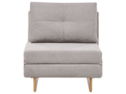 Single Sofa Bed Grey Fabric Fold Out Armchair