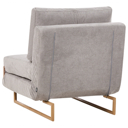 Single Sofa Bed Grey Fabric Fold Out Armchair