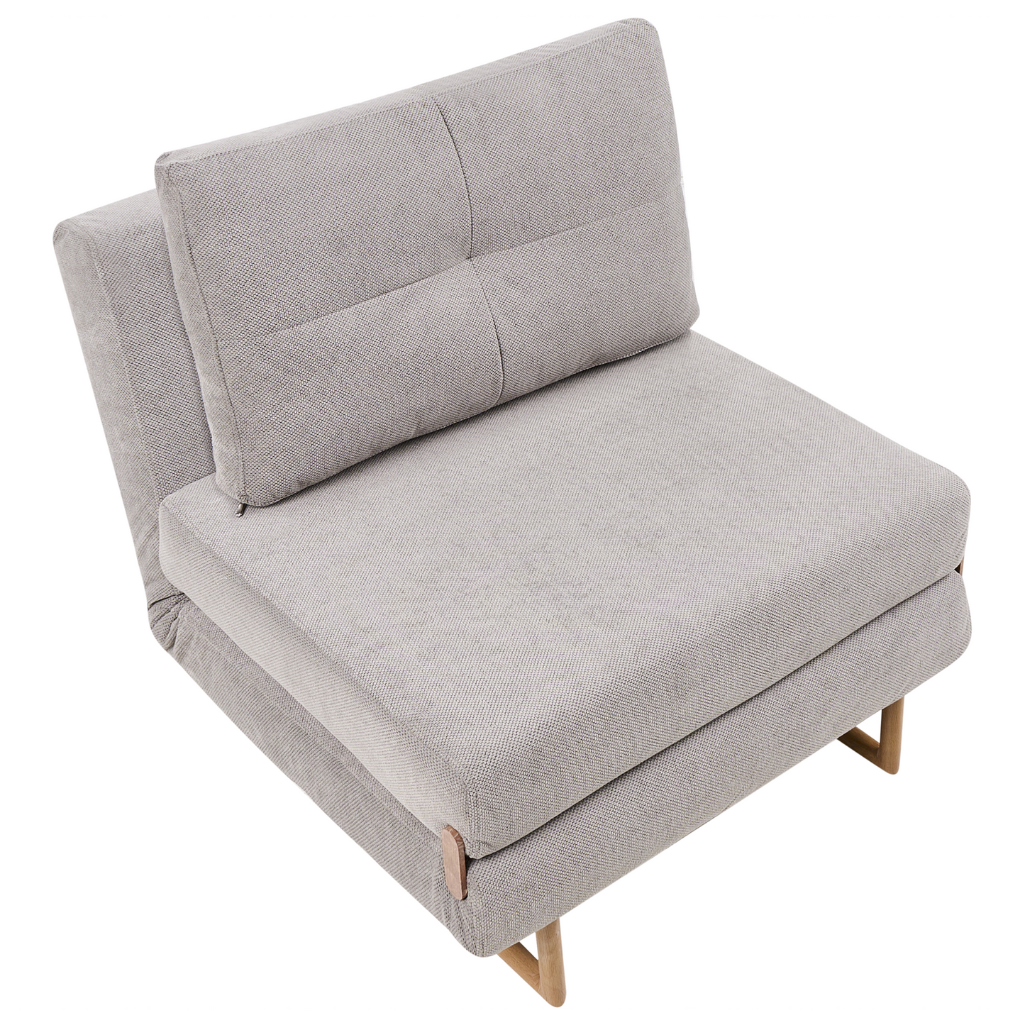 Single Sofa Bed Grey Fabric Fold Out Armchair