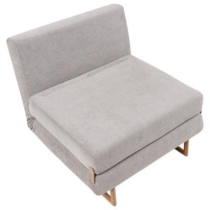 Single Sofa Bed Grey Fabric Fold Out Armchair