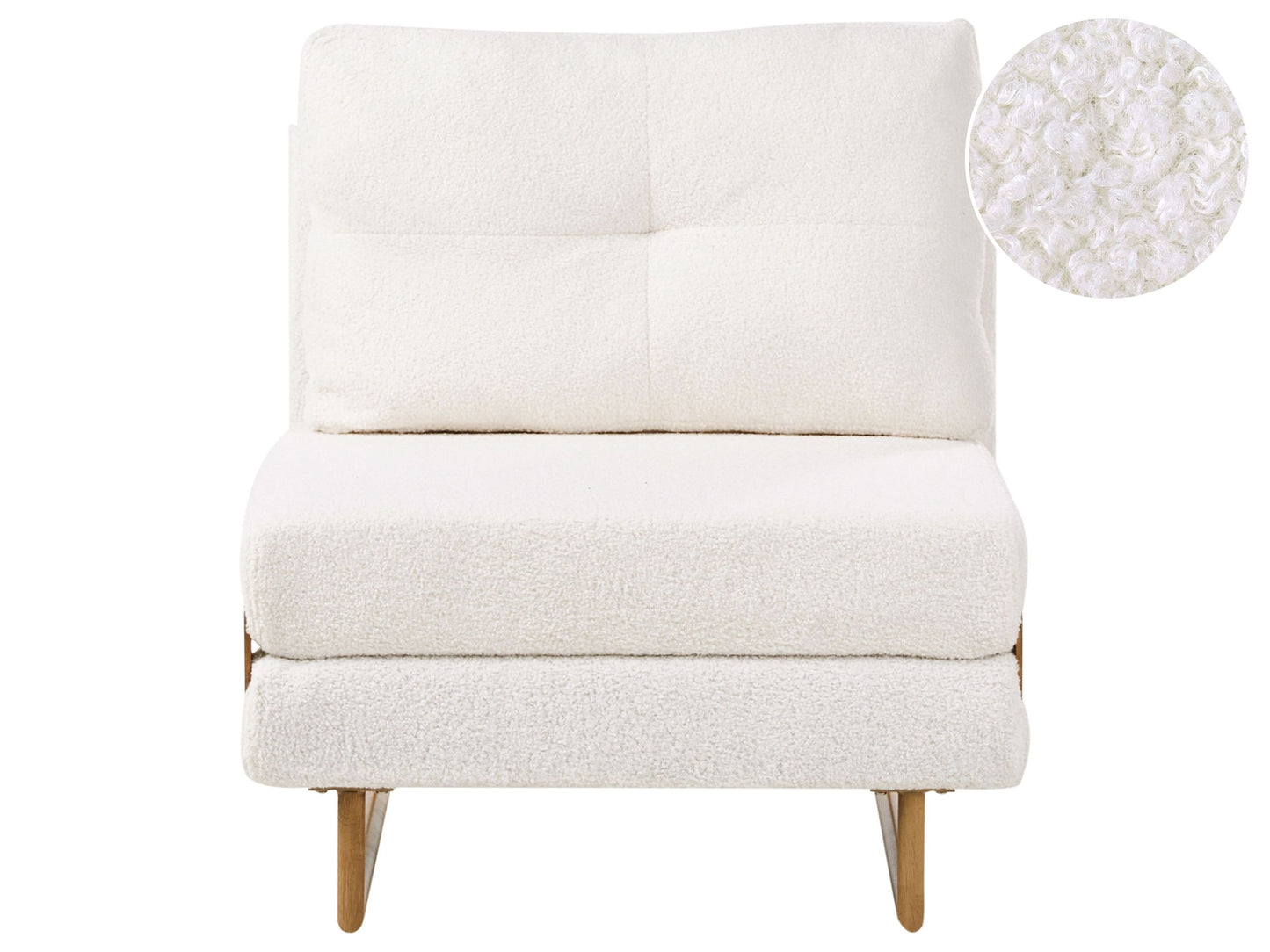 Off White Boucle Single Sofa Bed With Five Position Recline