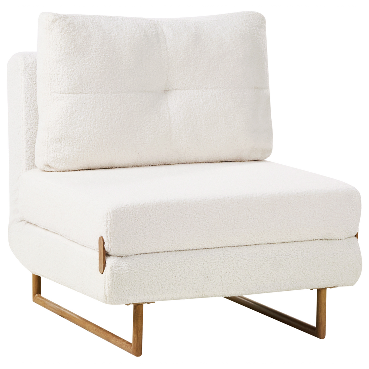 Off White Boucle Single Sofa Bed With Five Position Recline