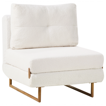 Off White Boucle Single Sofa Bed With Five Position Recline