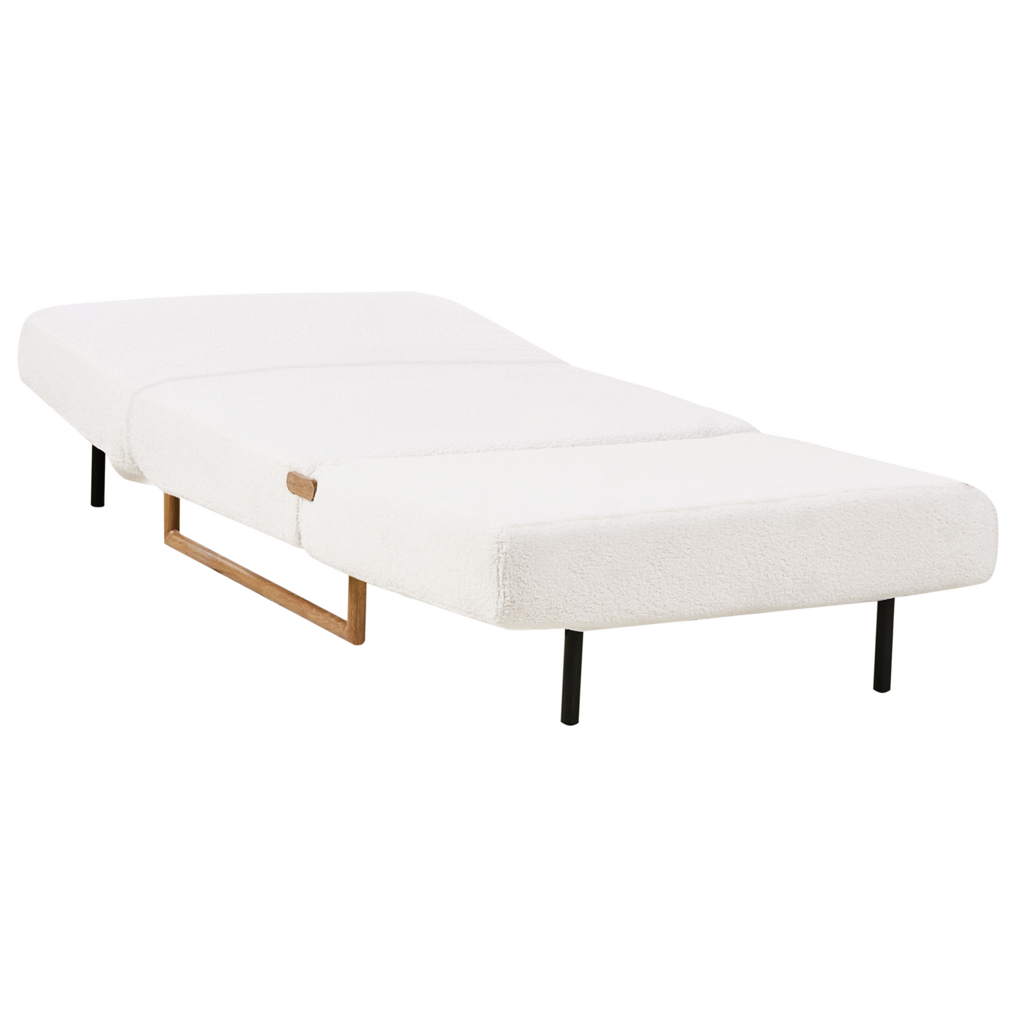 Off White Boucle Single Sofa Bed With Five Position Recline