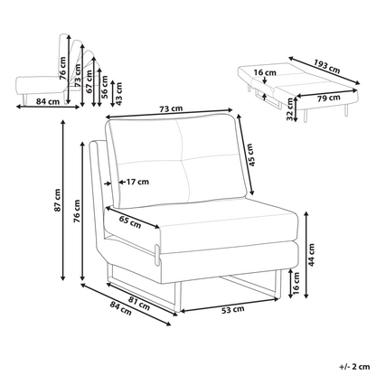 Off White Boucle Single Sofa Bed With Five Position Recline