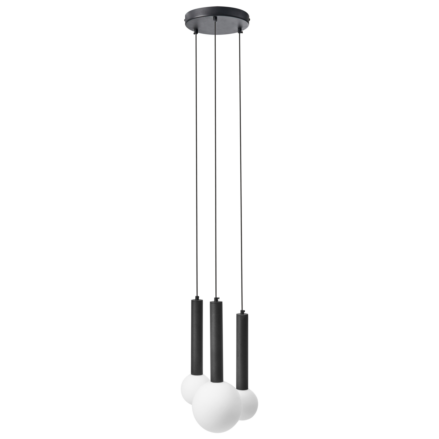 Pendant Lamp Black Metal Glass Three Light Modern Fixture