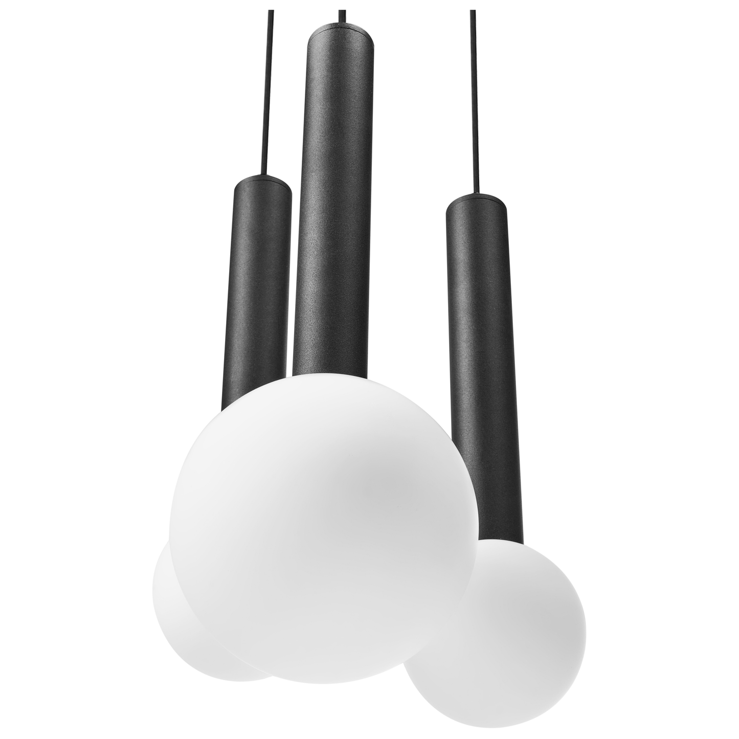 Pendant Lamp Black Metal Glass Three Light Modern Fixture