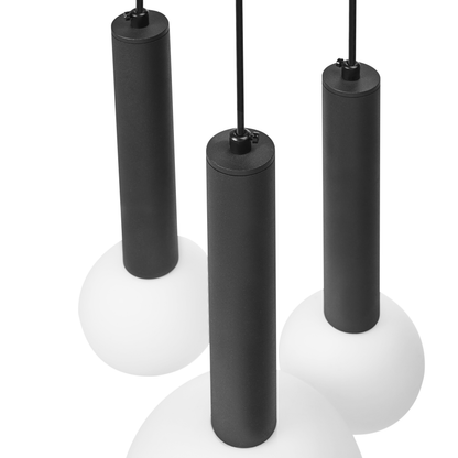 Pendant Lamp Black Metal Glass Three Light Modern Fixture