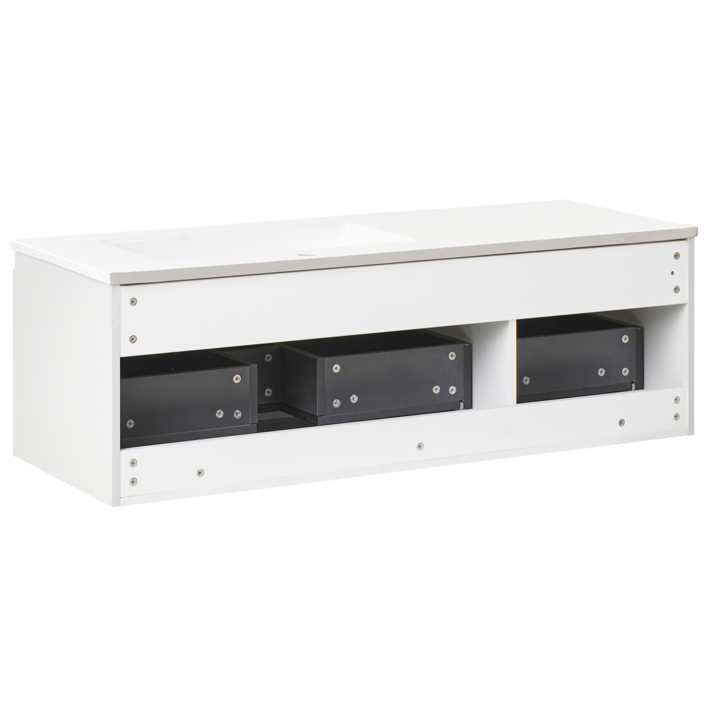 Wall Mounted Vanity With Basin Two Drawer 120cm Light Grey