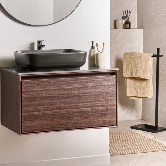 Wall Mounted Vanity Basin Unit Dark Brown 80cm Engineered Wood