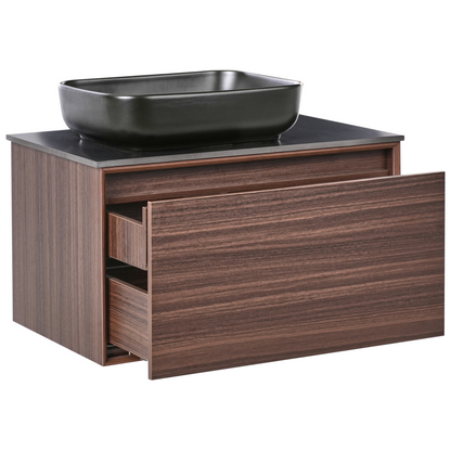 Wall Mounted Vanity Basin Unit Dark Brown 80cm Engineered Wood
