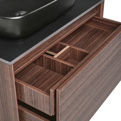 Wall Mounted Vanity Basin Unit Dark Brown 80cm Engineered Wood